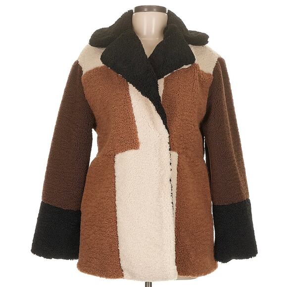 Steve Madden Willow Colorblock Patchwork Jacket in Pristine Ivory Medium NEW - Picture 1 of 8